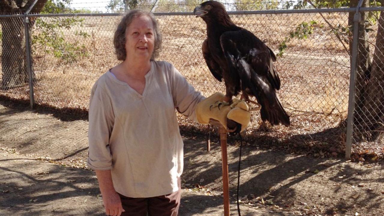 Joleen Maiden with sullivan the golden eagle